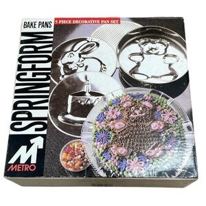 Vintage 1994 Metro Moulded Springform Bake Pans Teddy Bear Birthday Cake Bunny